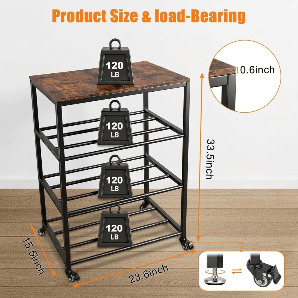 4-Tier 3D Printer Stand with Filament Storage and Wheels R171841