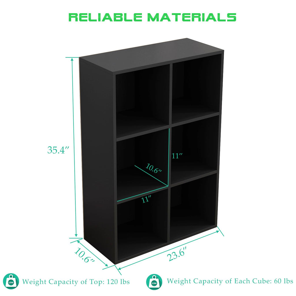 Black 6-Cube Storage Shelf Bookcase X562565