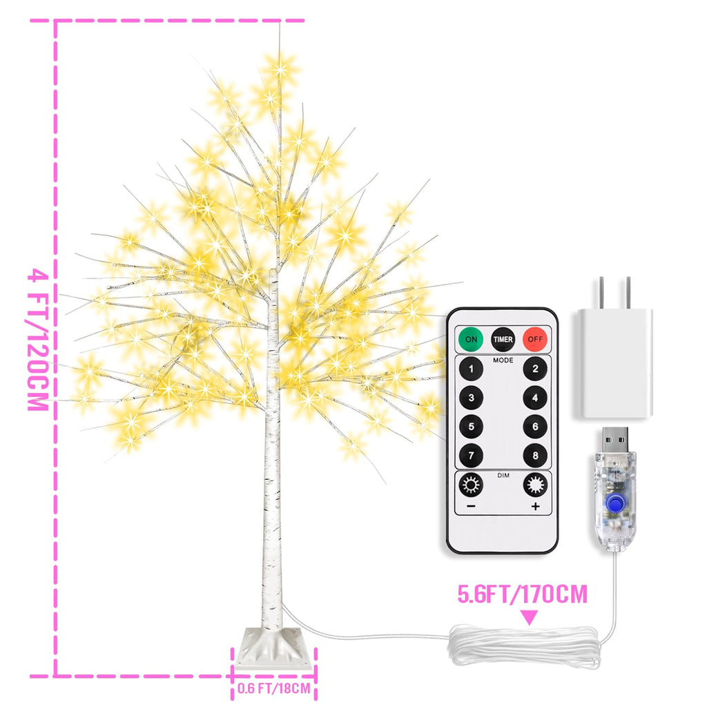 4FT LED Birch Tree with 96 Lights G85631