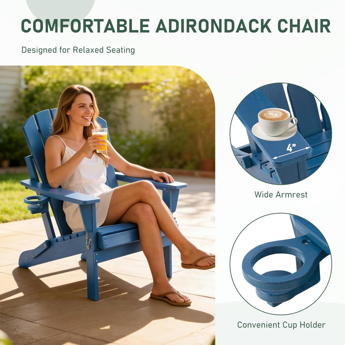 Folding Adirondack Chair with Cup Holders K156873