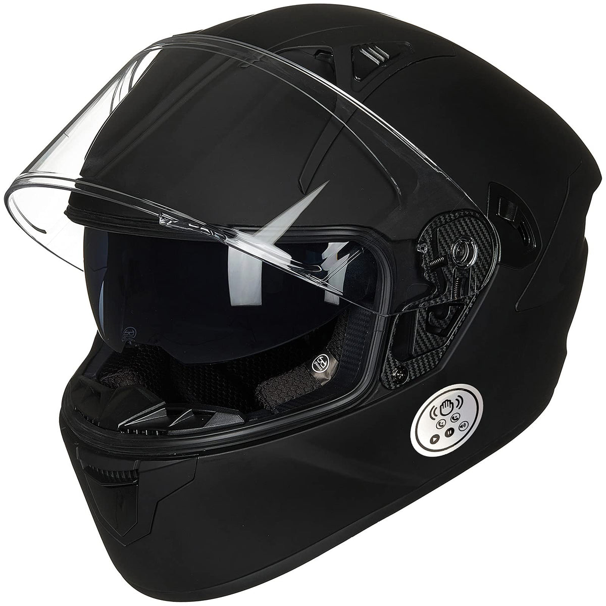 Motorcycle Helmets with Built in Bluetooth Dual Visor Matte Black S A484