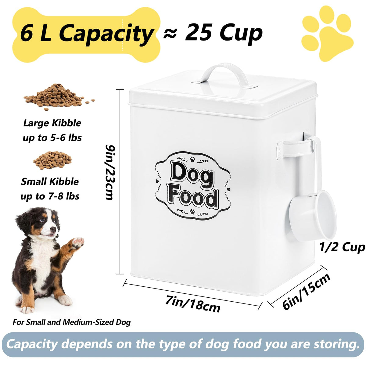 5-7 Lbs Metal Dog Food Storage Container with Lid and Scoop P4724