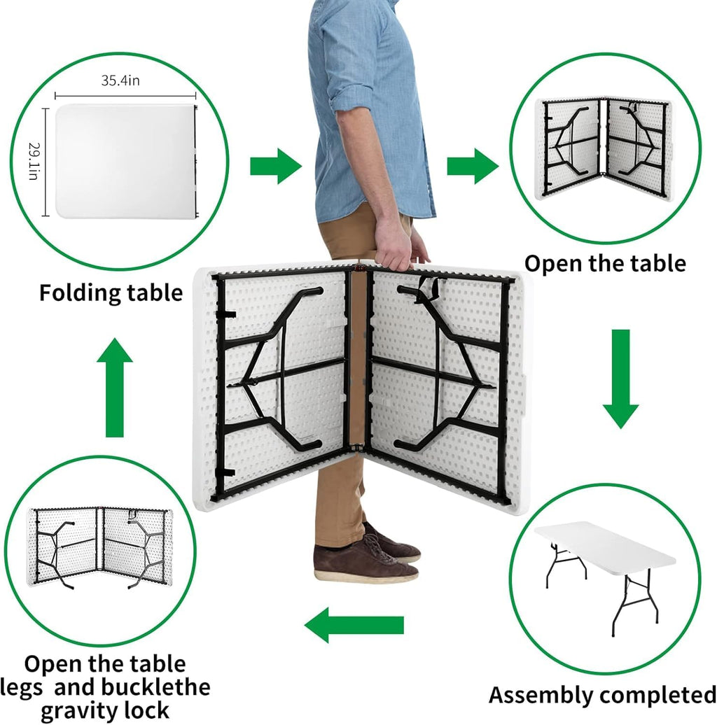 White 6FT Folding Table D868
