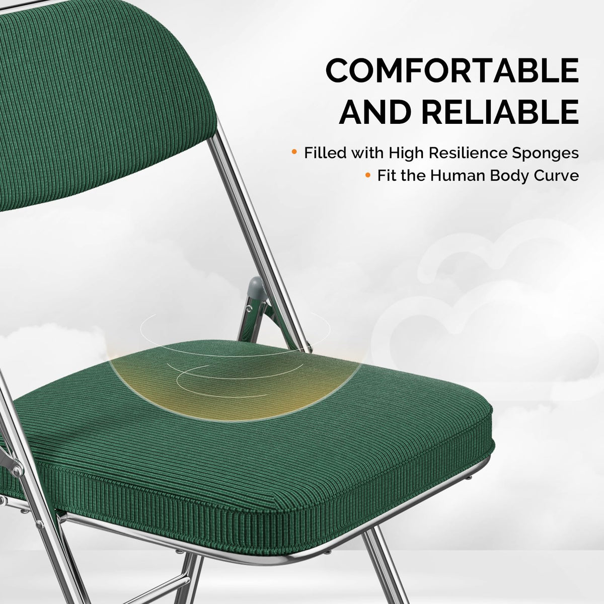 2 Pack Olive Green Folding Chairs with Padded Seat S27435