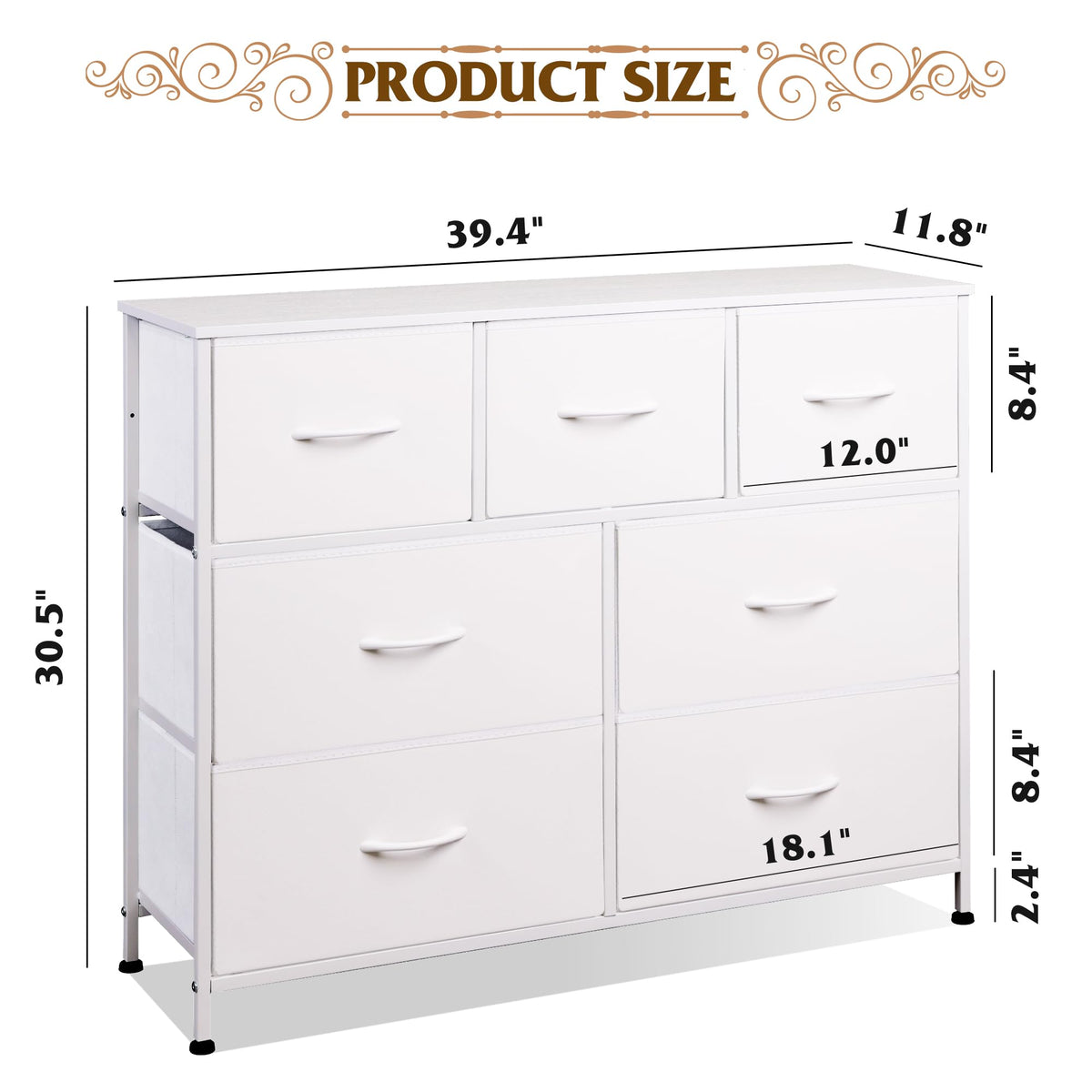 White 7 Drawer Dresser L993746