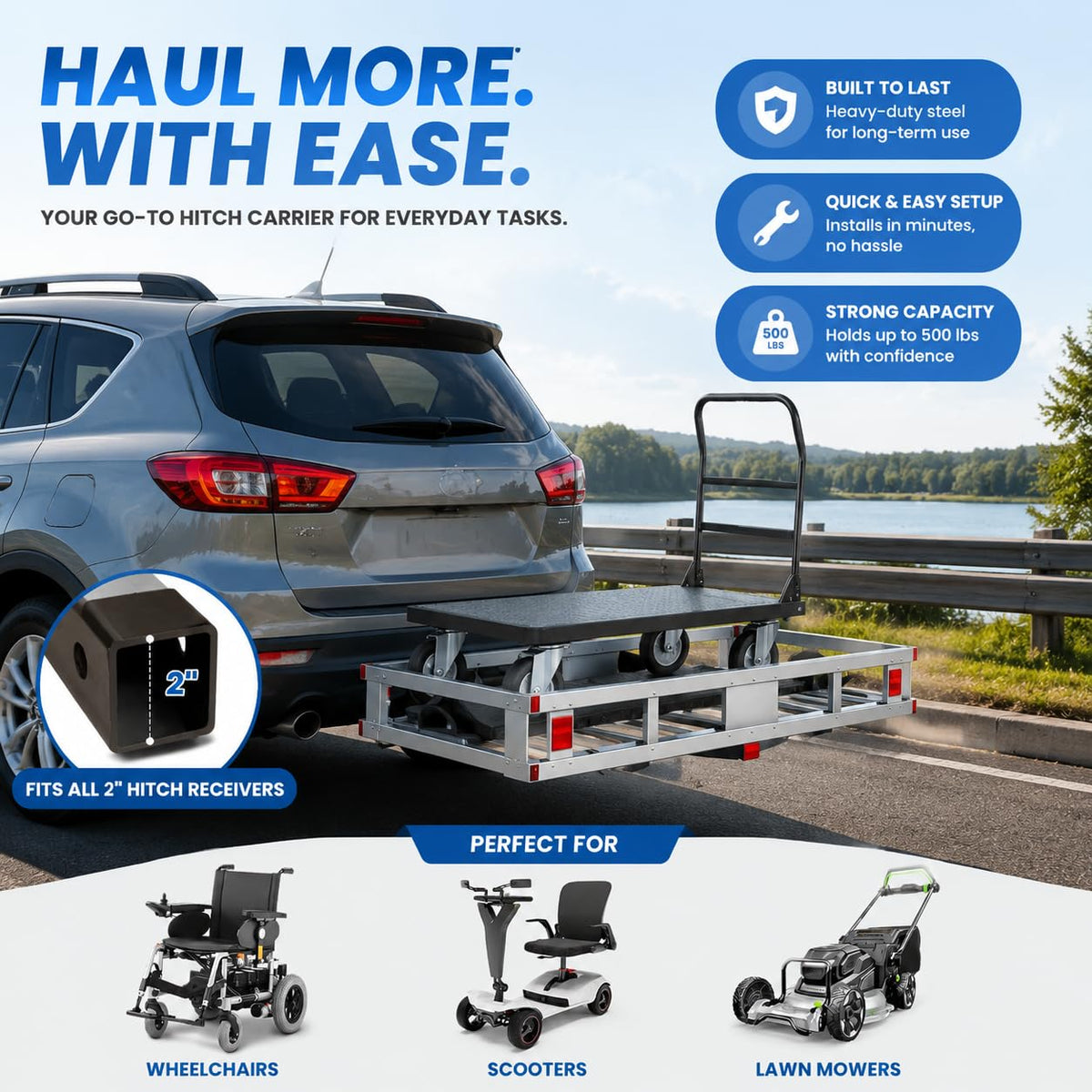 Aluminum Hitch Cargo Carrier with Ramp J820679