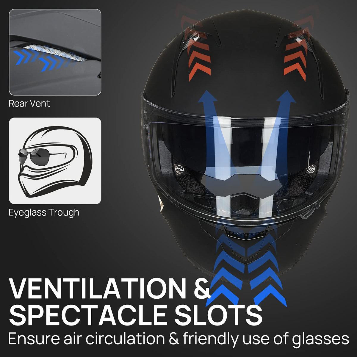 Motorcycle Helmets with Built in Bluetooth Dual Visor Matte Black S A484