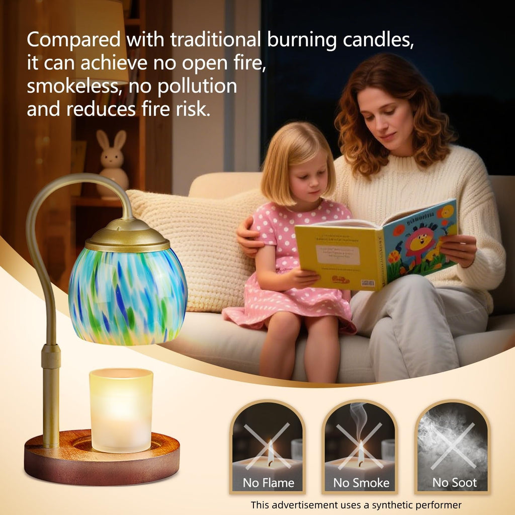 Blue Glass Candle Warmer Lamp A662