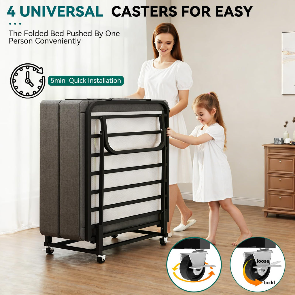 Folding Bed with Mattress and Metal Frame Z551076