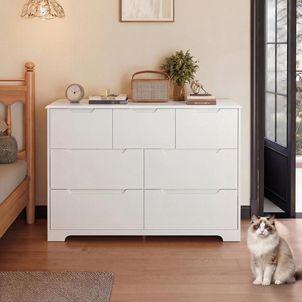 White 7 Drawer Dresser S47482