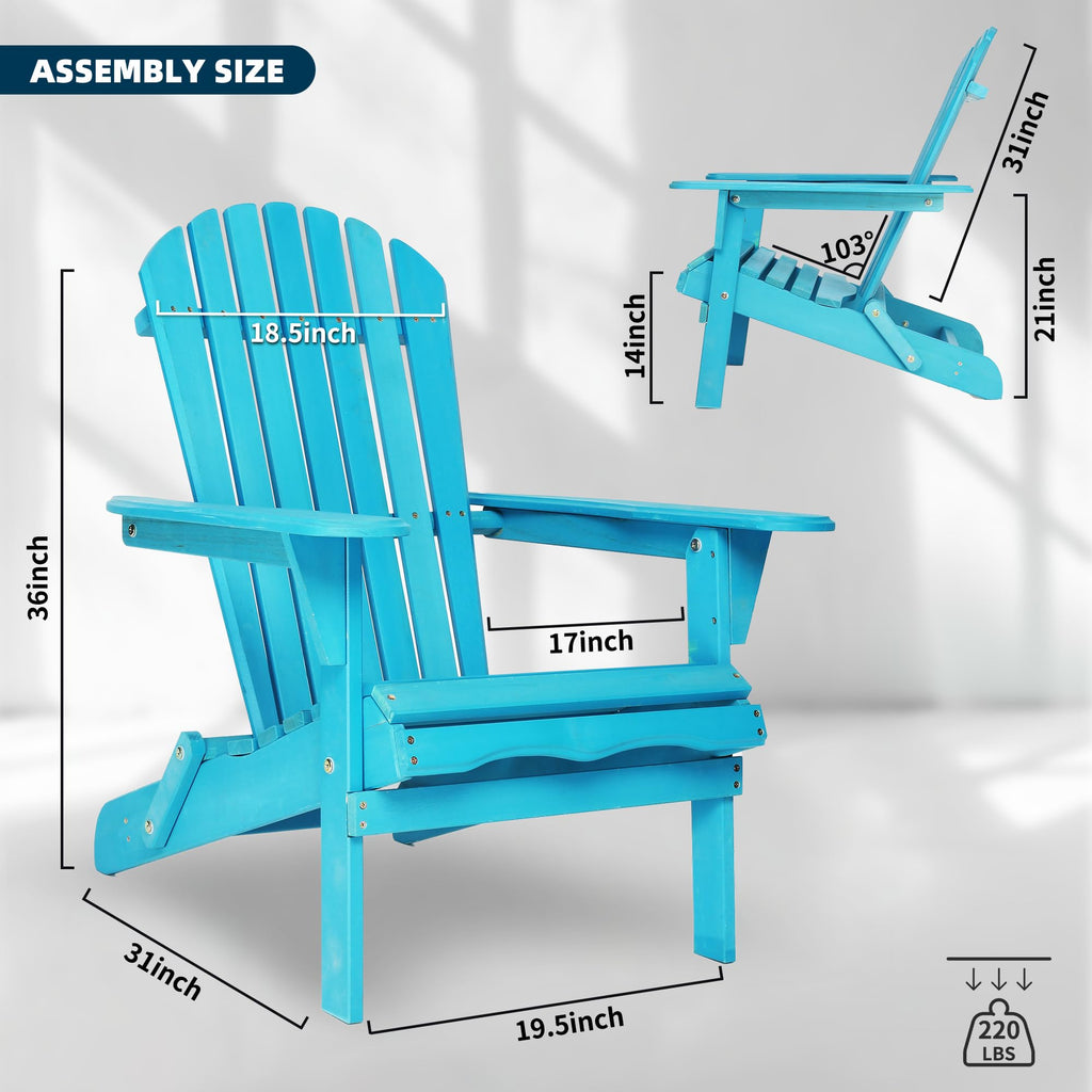 Wooden Folding Adirondack Chair Set of 2 Solid Cedar I456