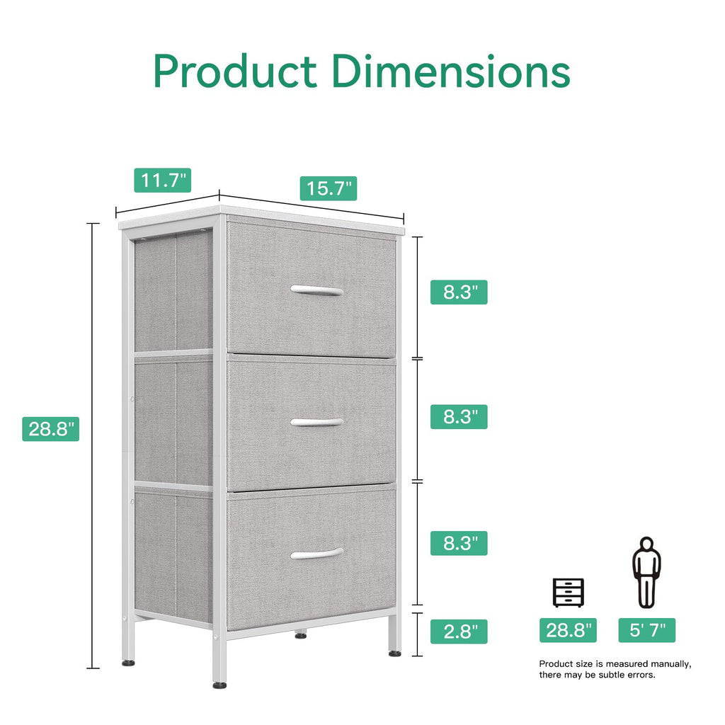 Light Grey 3 Drawer Dresser O613847