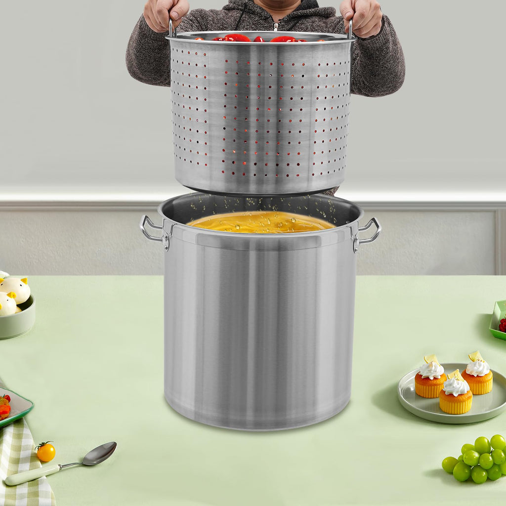 50 Quart Stainless Steel Stockpot with Lid D842189