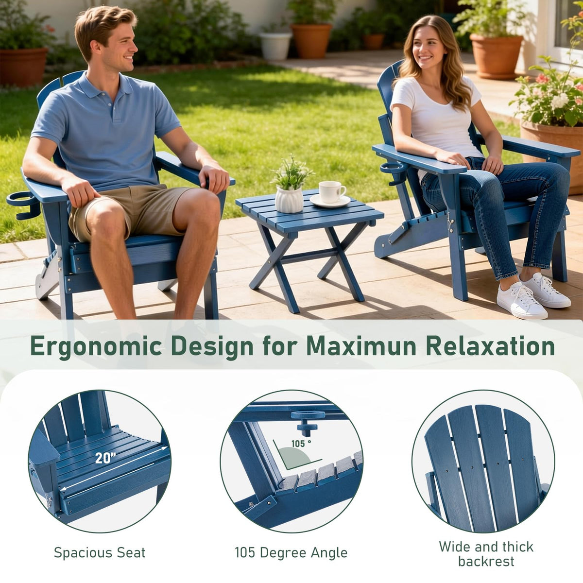 Folding Adirondack Chair with Cup Holders K156873