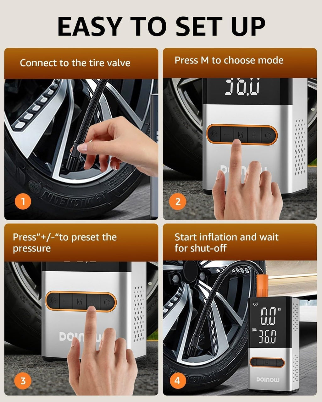 Portable Cordless Tire Inflator Air Compressor 150 PSI Z1342