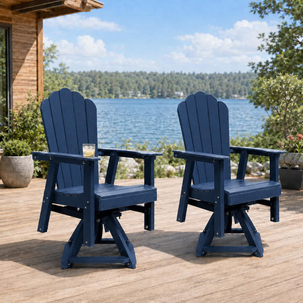 HDPE Swivel Adirondack Chair Set of 2 Navy Blue I38403