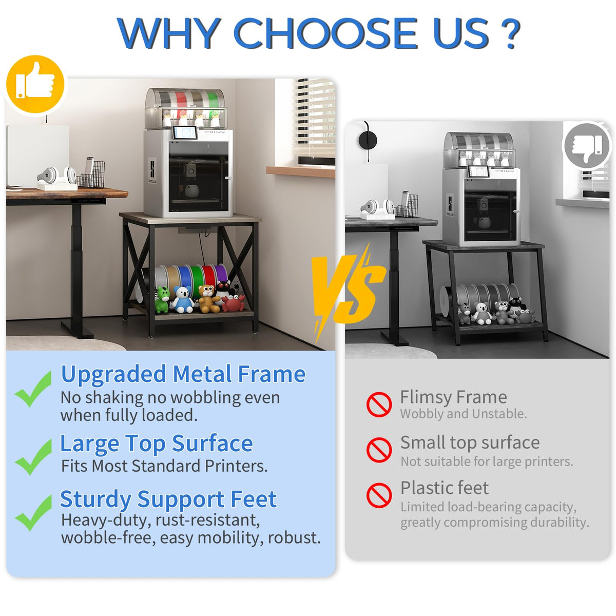 24"x23.6" Printer Stand with Power Outlet P129