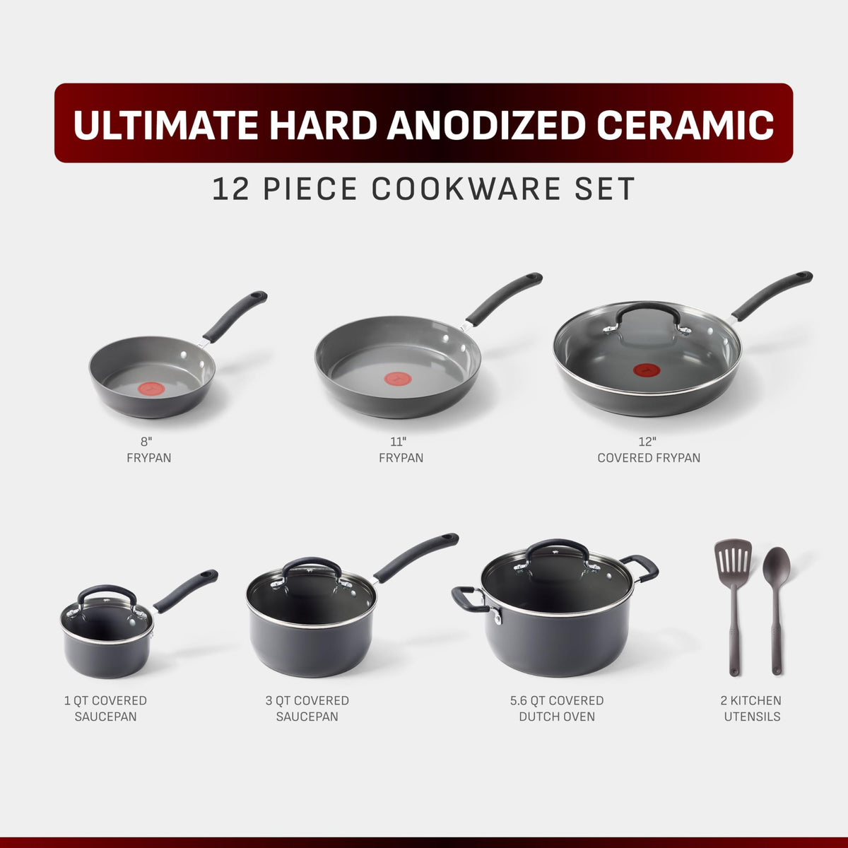 12-Piece Ceramic Nonstick Cookware Set T6484