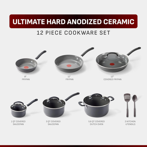 12-Piece Ceramic Nonstick Cookware Set T6484