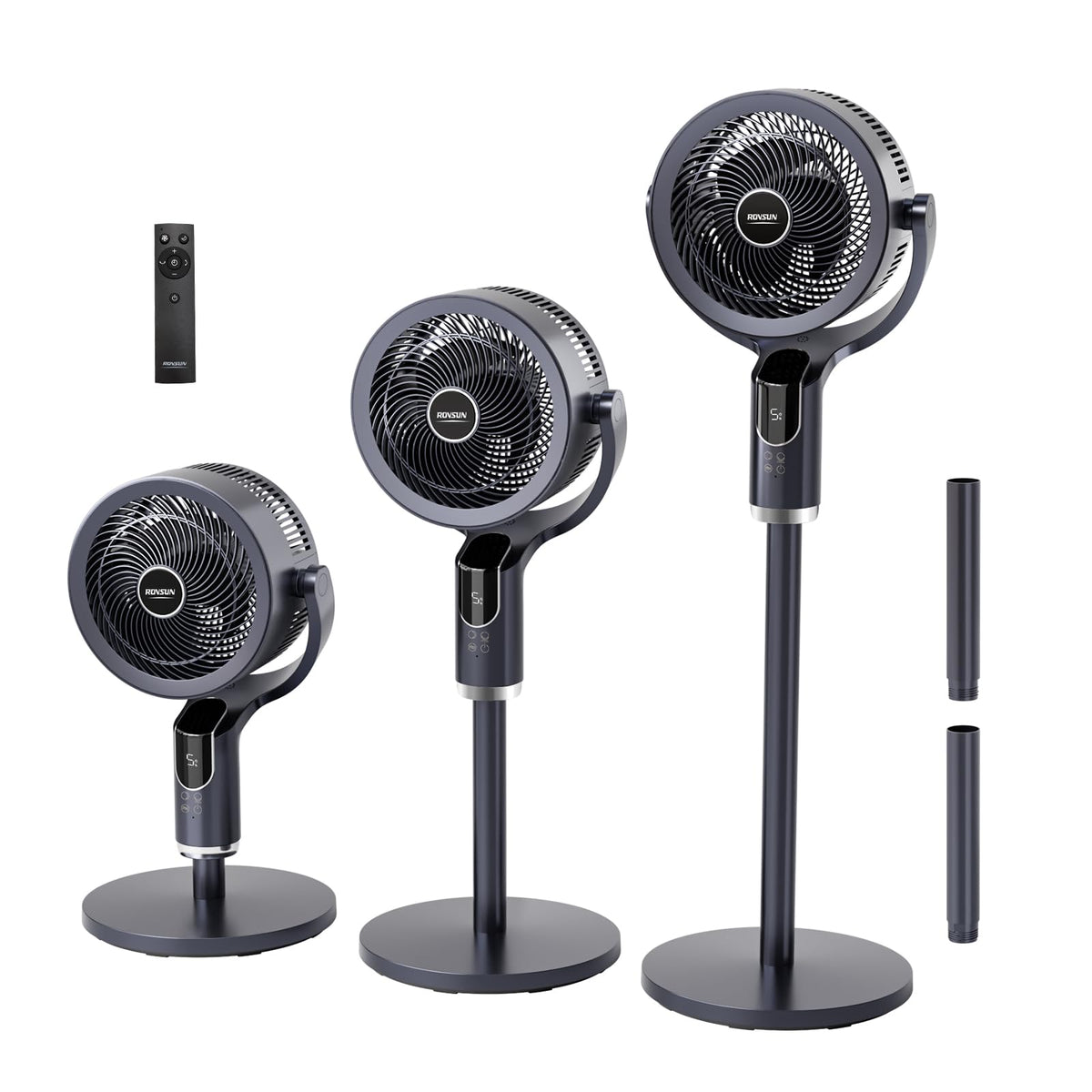 43 Inch Oscillating Pedestal Fan with Remote, Dark Grey U15644