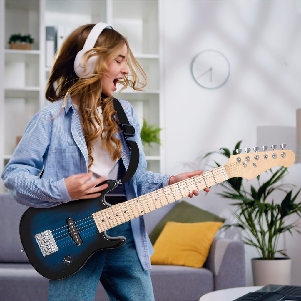 30 Inch Blue Kids Electric Guitar Beginner Kit with Amplifier D86559