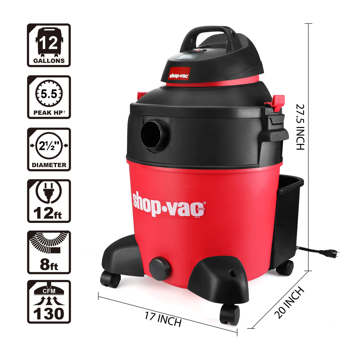 12 Gallon 5.5 Peak HP Wet/Dry Vacuum I896450