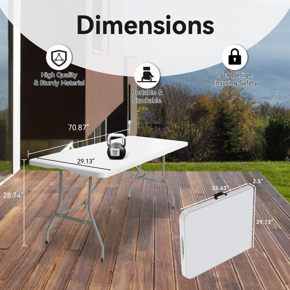 6FT White Folding Table K438