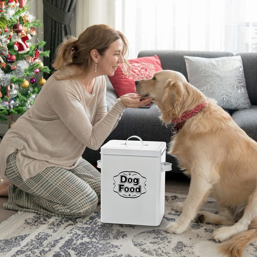 5-7 Lbs Metal Dog Food Storage Container with Lid and Scoop P4724