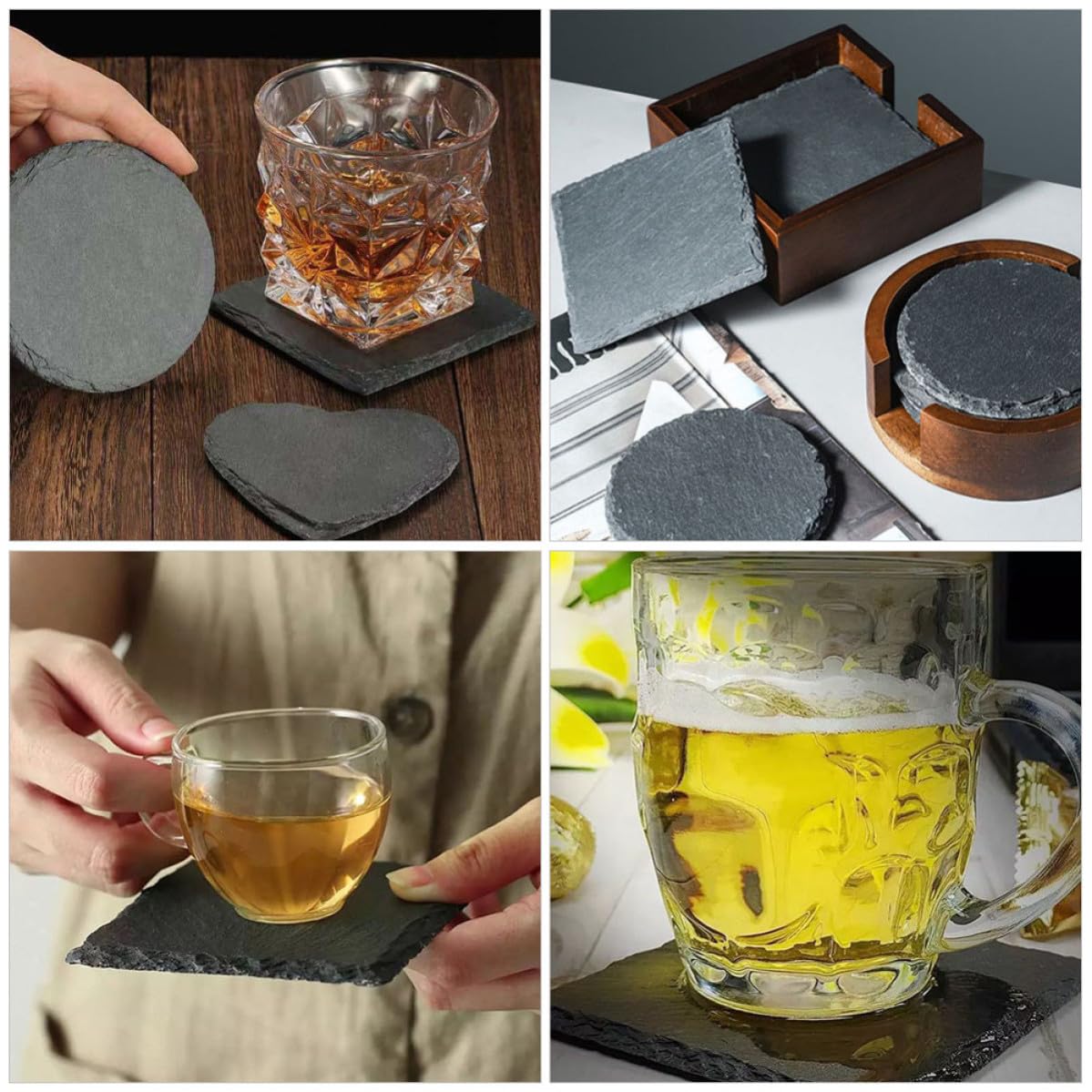 Natural Stone Drink Coasters Set V78626