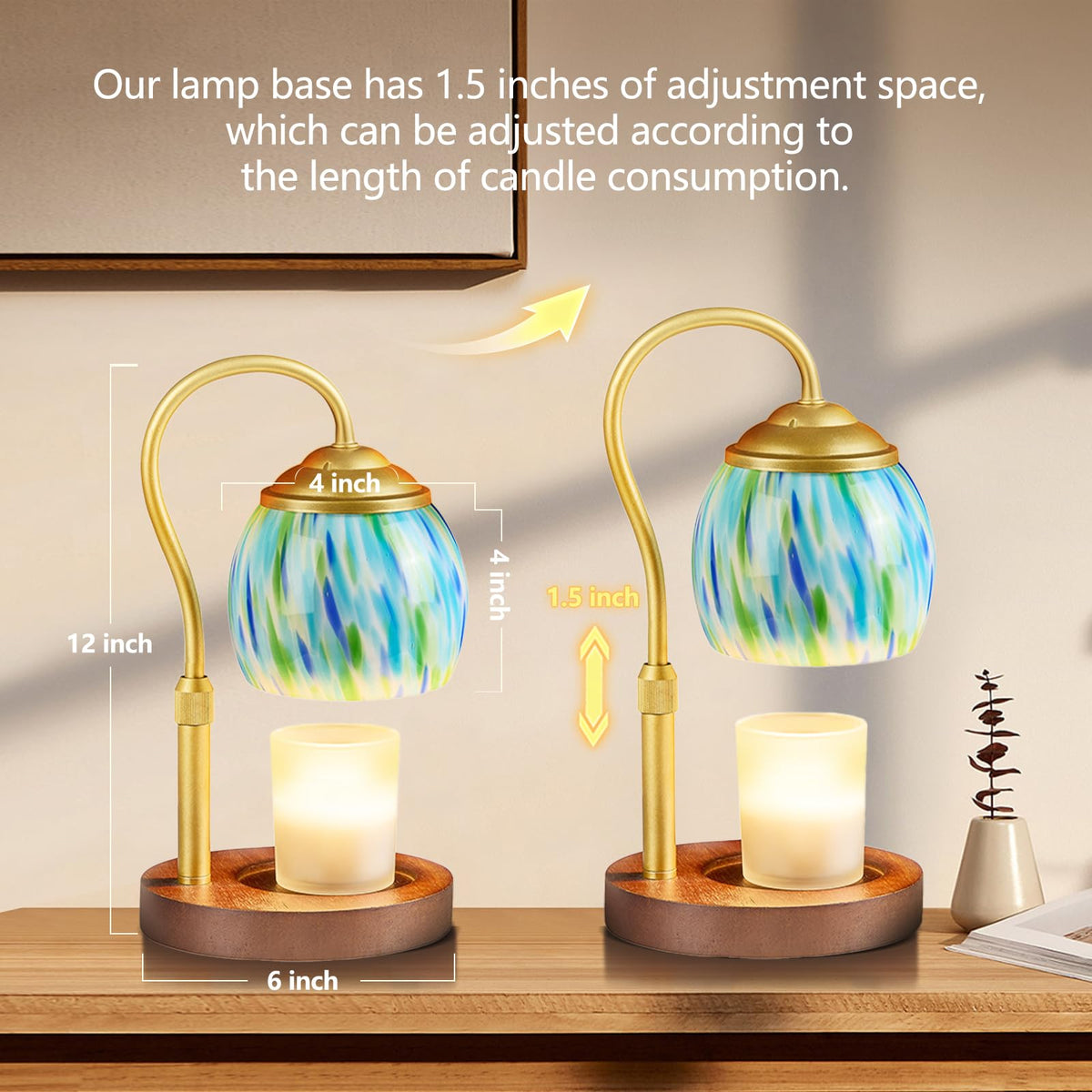 Blue Glass Candle Warmer Lamp A662