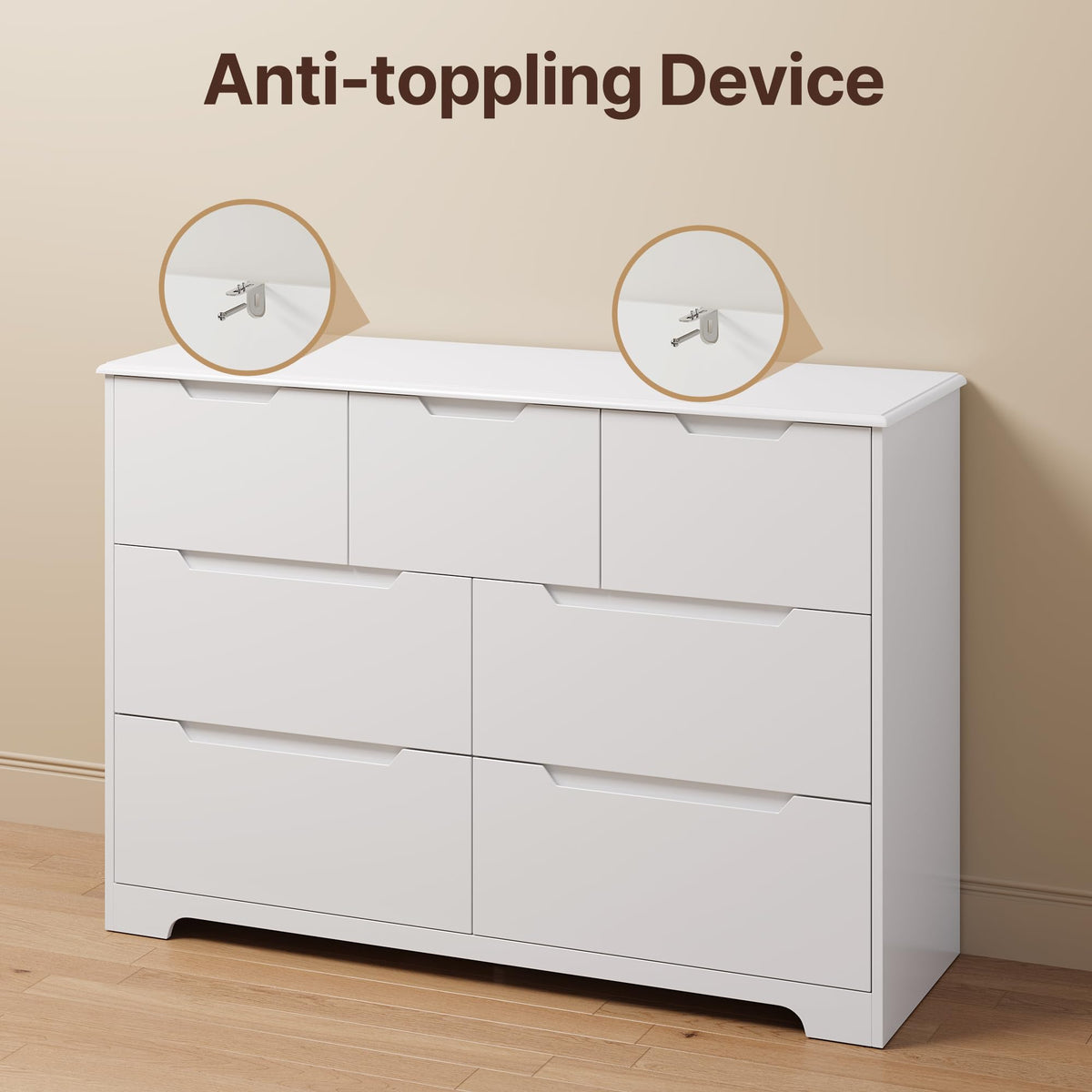 White 7 Drawer Dresser S47482