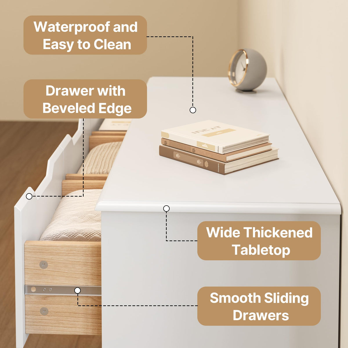 White 7 Drawer Dresser S47482