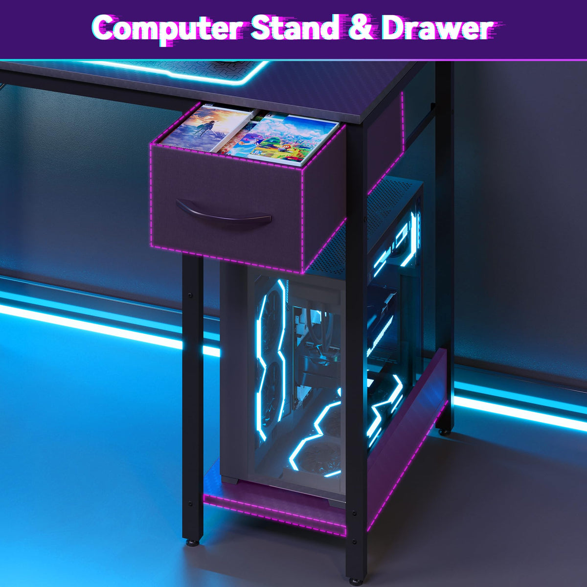 L Shaped Gaming Desk with Hutch Z4216