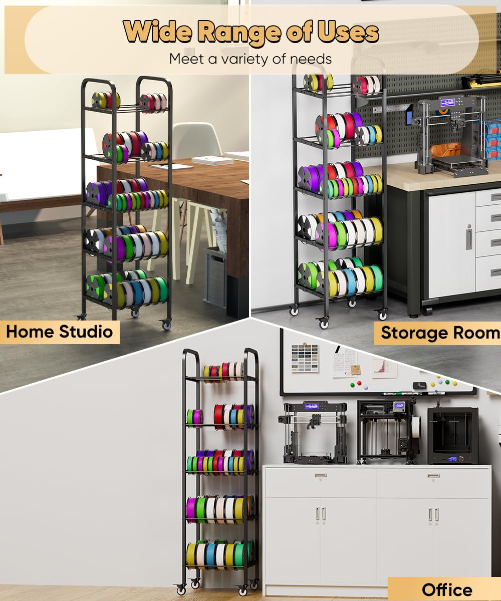 5-Tier 3D Printer Filament Storage Rack with Wheels X811848