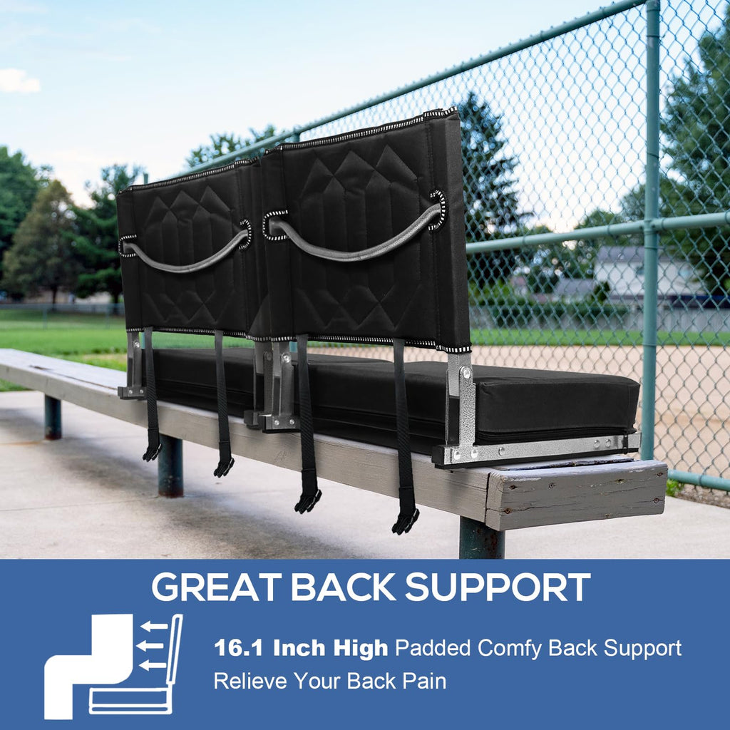 Padded Bleacher Chair Cushion with Backrest, 1 Pack, Black G4790