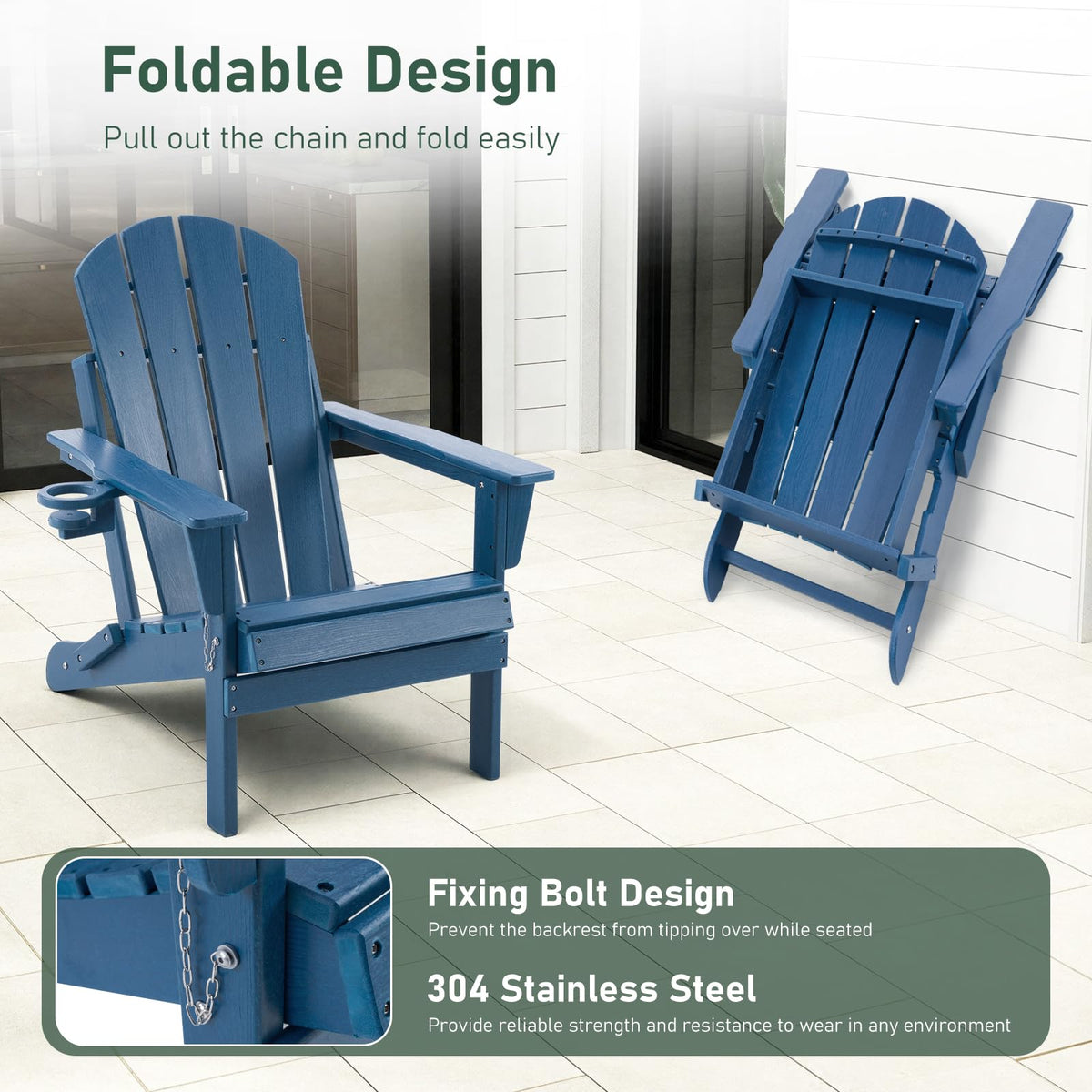 Folding Adirondack Chair with Cup Holders K156873