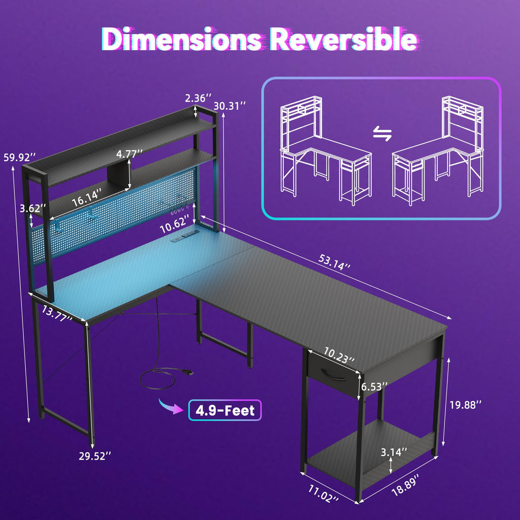 L Shaped Gaming Desk with Hutch Z4216