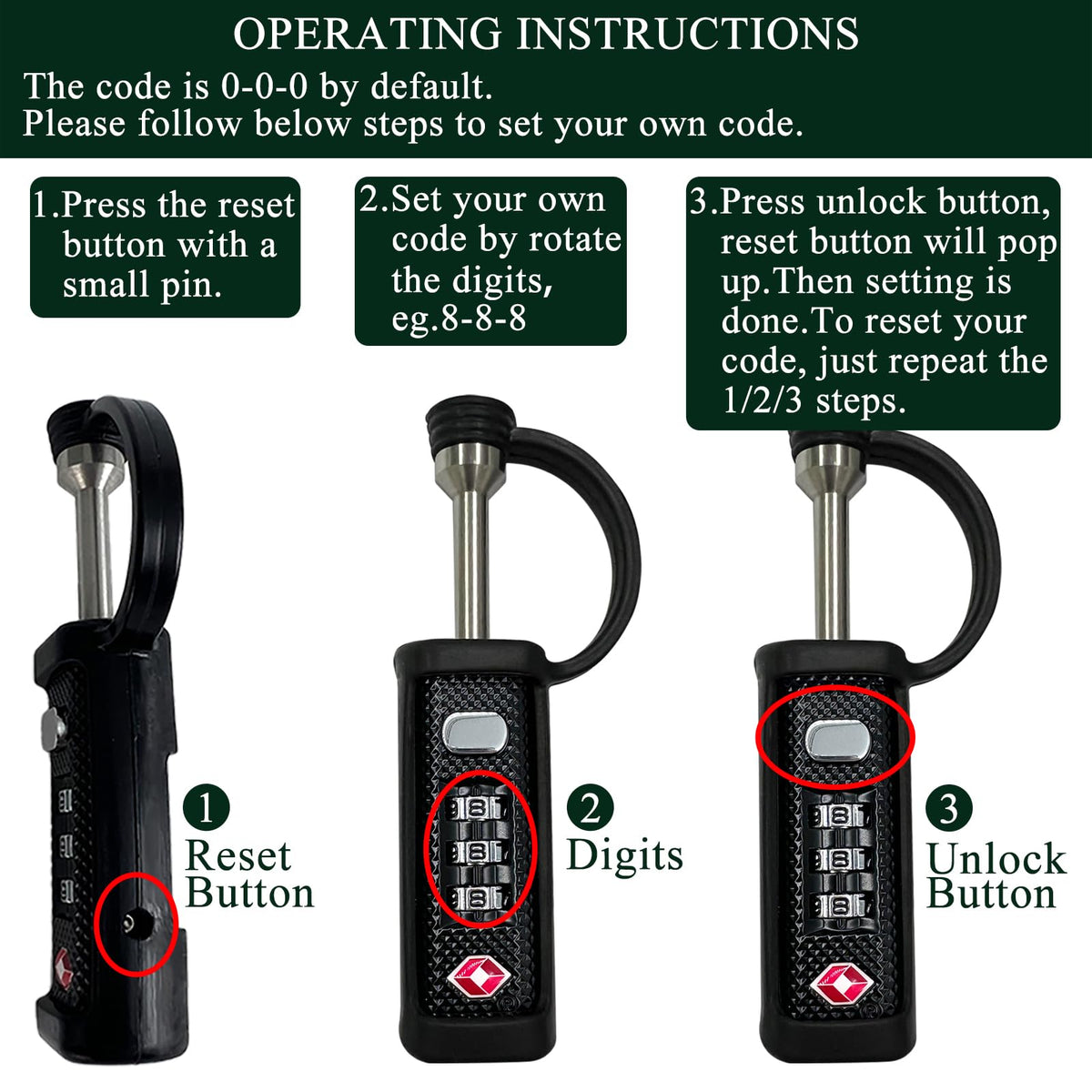 TSA Lock 3-Dial Combo Padlock 2 Pack R71512