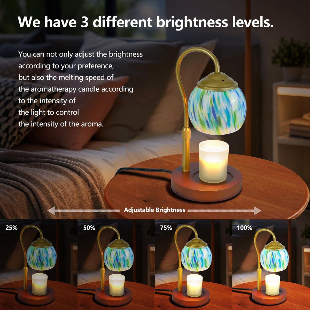 Blue Glass Candle Warmer Lamp A662