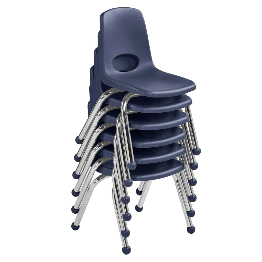 12" School Stack Chair with Ball Glides, Navy, 6-Pack A68375