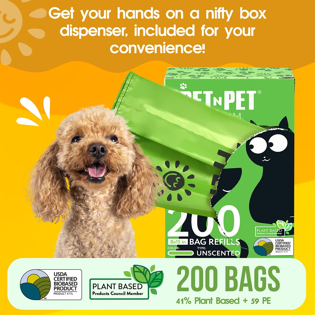 200 Count Unscented Tie Handles Poop Bags M902