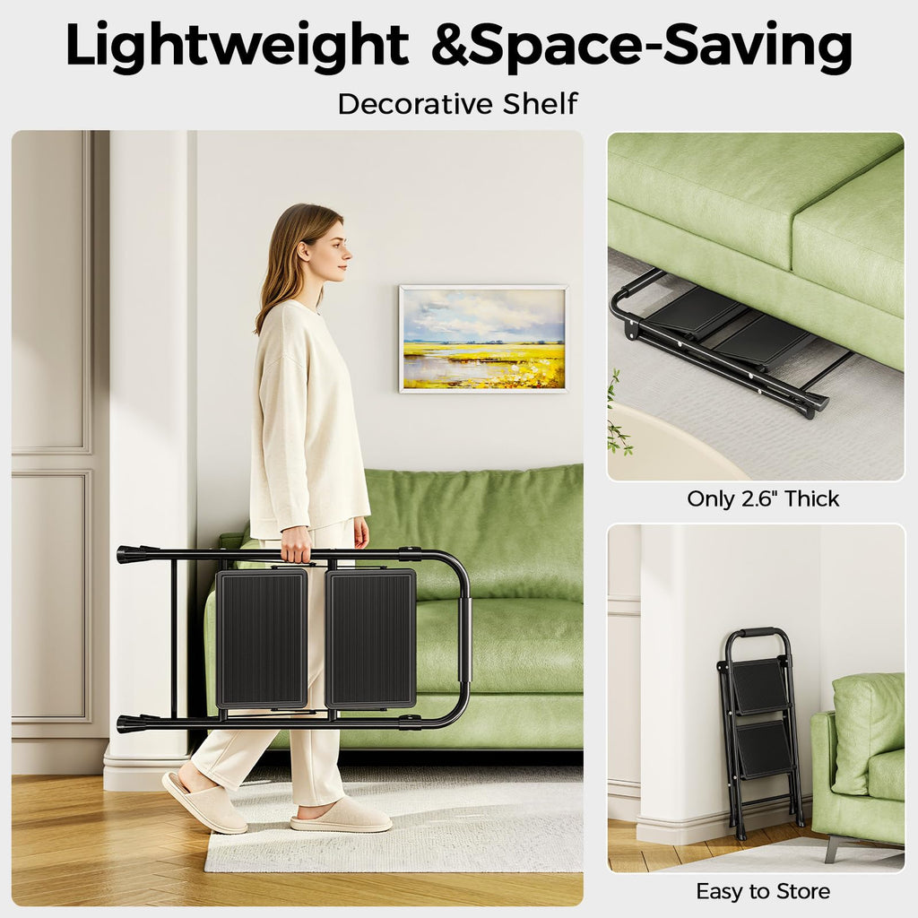 2 Step Folding Step Stool with Handrail Black V49162