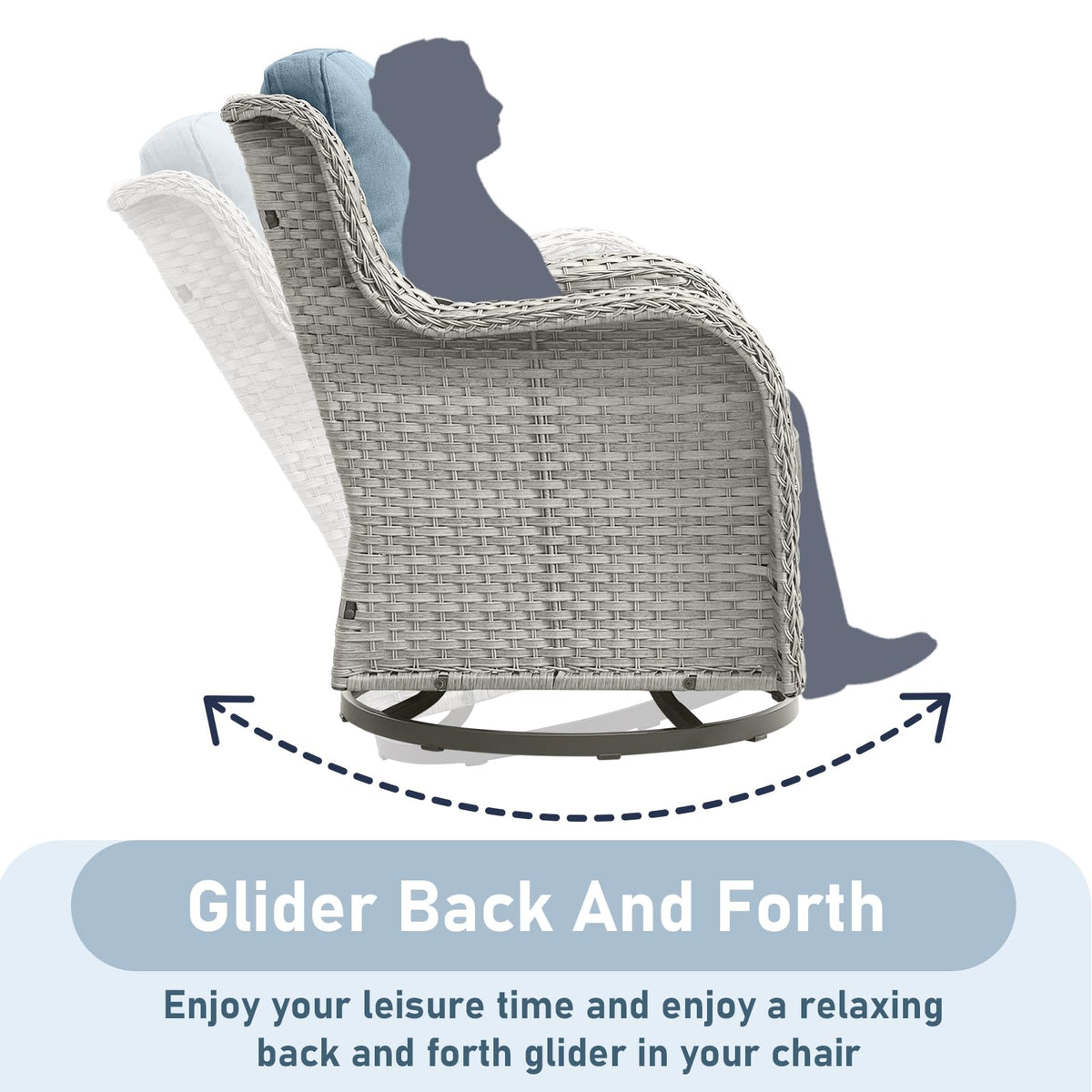 5 Piece Outdoor Swivel Rocker Chairs with Ottomans L96057