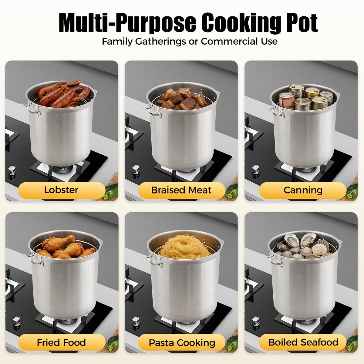 50 Quart Stainless Steel Stockpot with Lid D842189