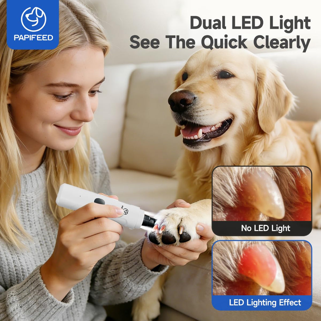 Ultra Quiet 3-Speed Rechargeable Dog Nail Grinder with LED Light X484642