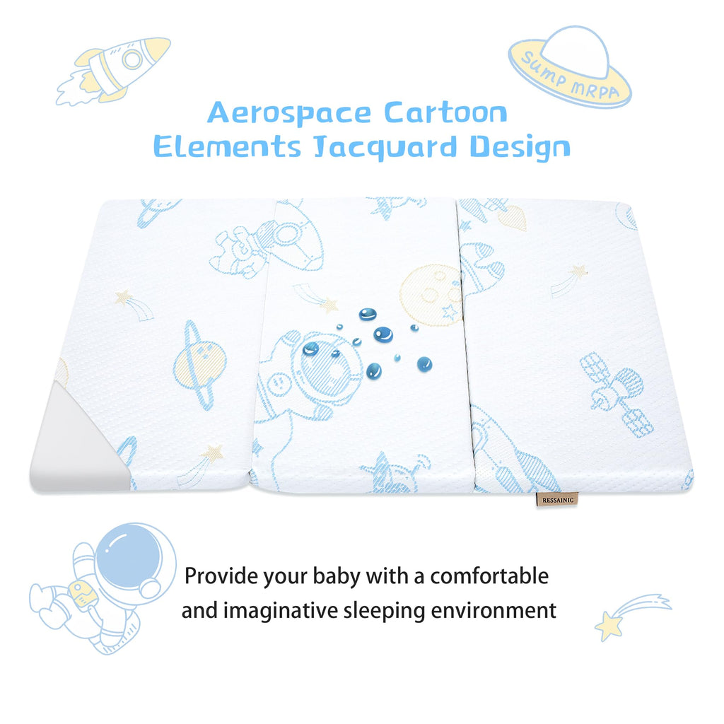 Trifold Portable Pack and Play Mattress Pad with Washable Cover J346