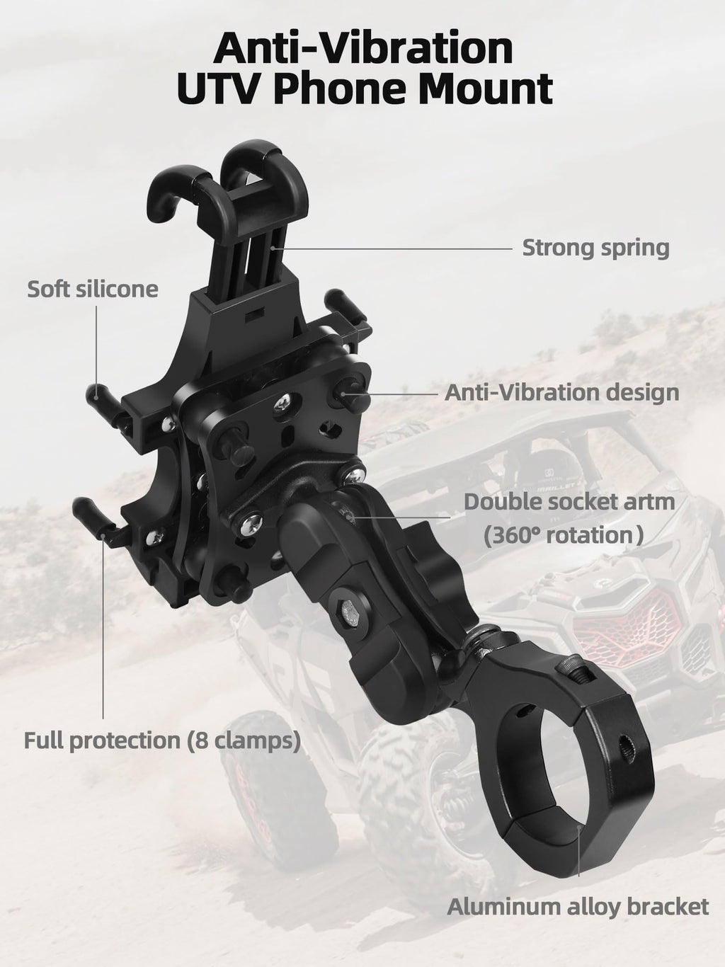 UTV Phone Mount Holder with Vibration Dampener T660392