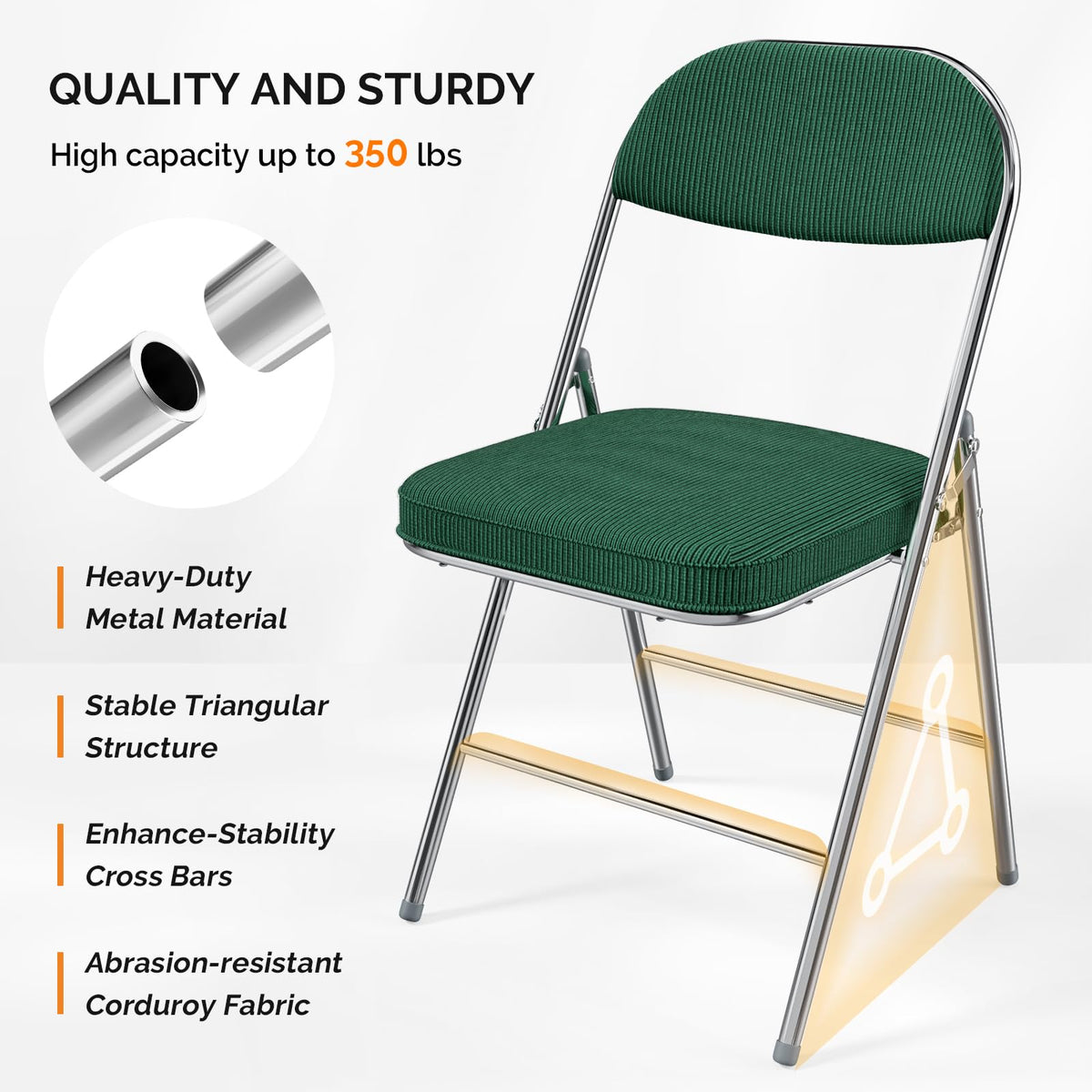2 Pack Olive Green Folding Chairs with Padded Seat S27435