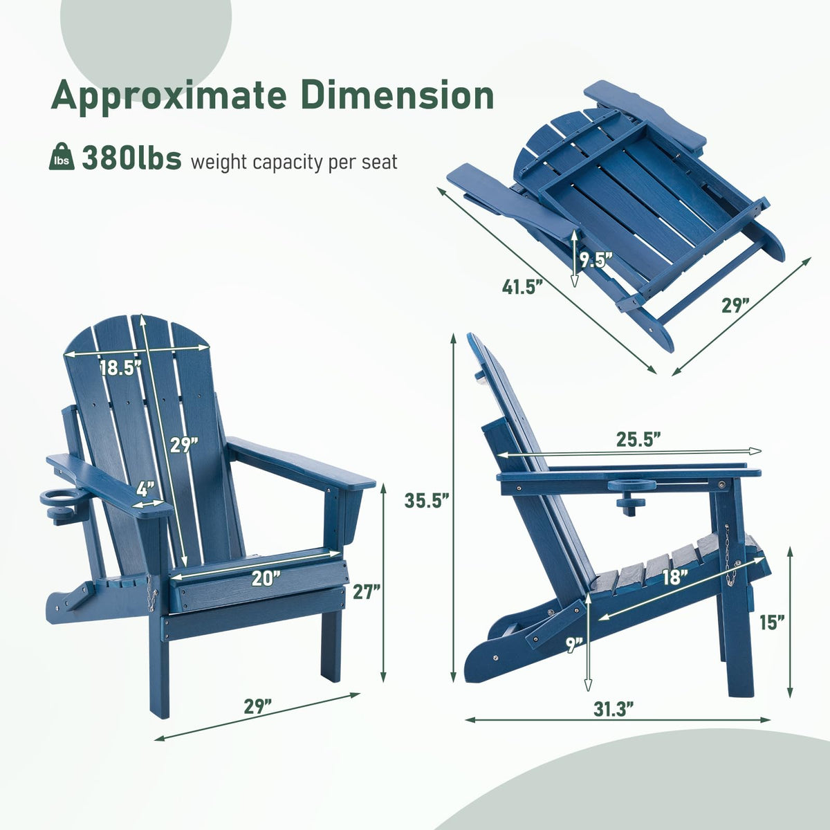 Folding Adirondack Chair with Cup Holders K156873