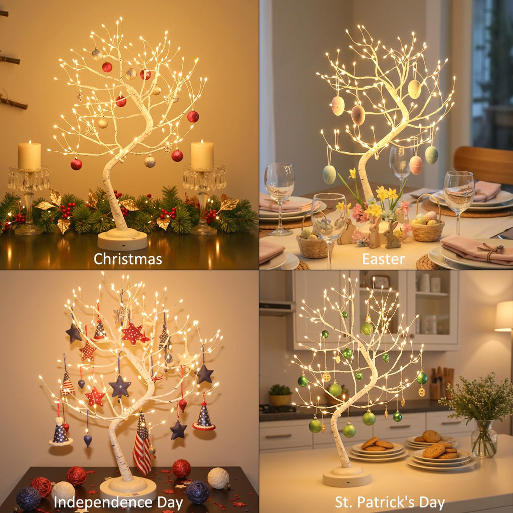 Warm White 108 LED Artificial Birch Tree Lights E683557